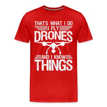 Drone drôle pour les hommes Femmes Pilote de drone volant - T-shirt bio Premium Homme - rouge - Devant - Damien (186cm)