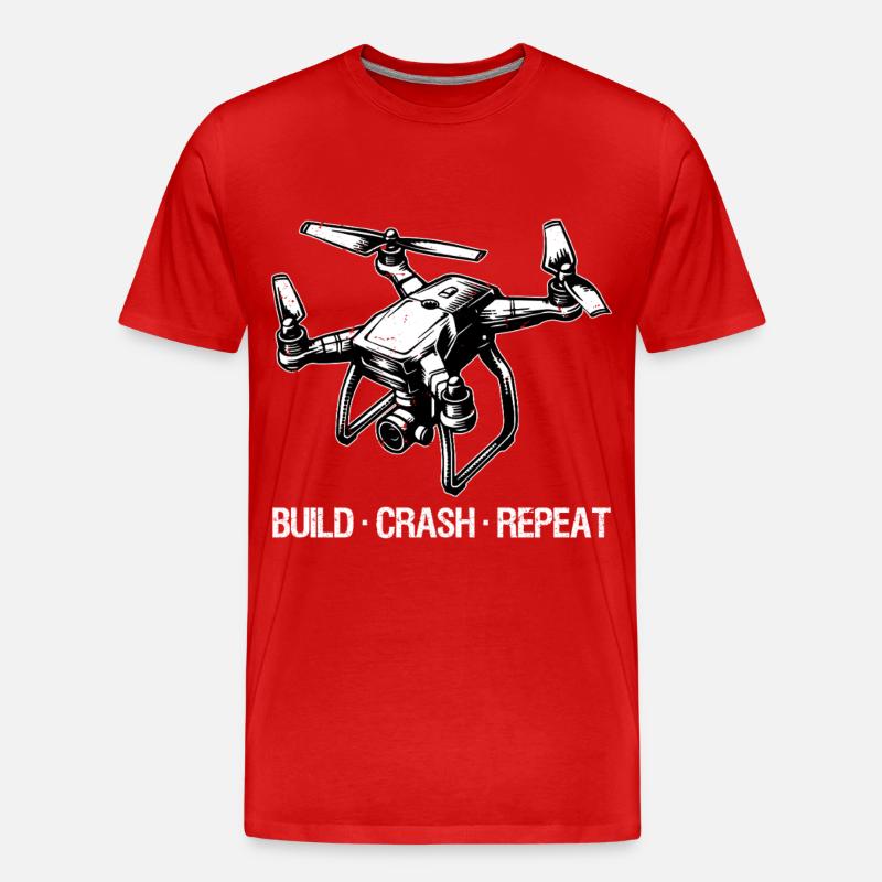 Drone Build Crash Repeat Gift - T-shirt bio Premium Homme - rouge