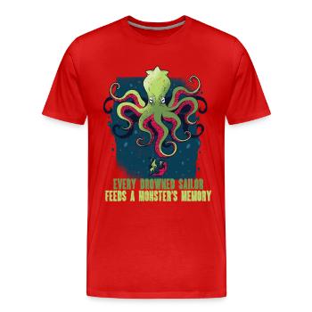 Kraken Mythological Creatures - Men's Premium Organic T-Shirt - red - Front - Damien (186cm)