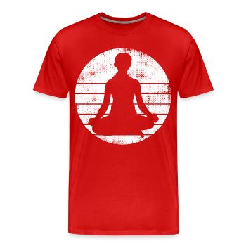Yogi Sketch - Männer Premium Bio T-Shirt - Rot - Vorne - Damien (186cm)