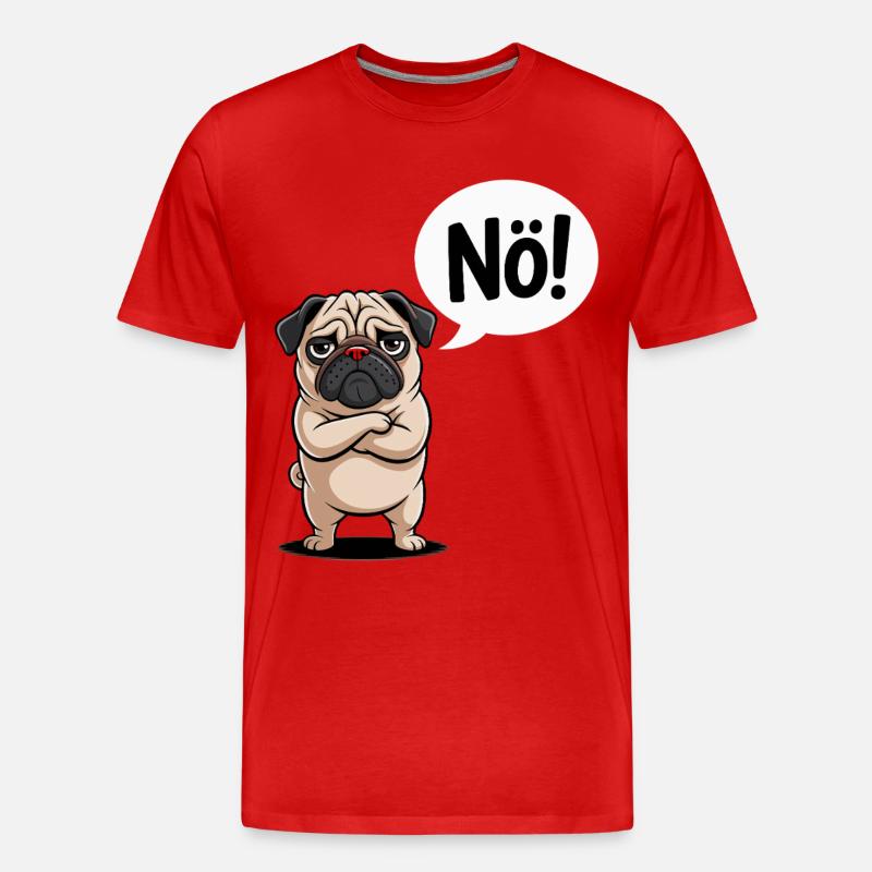 Nö Sprechender Mops Comic Lustig - Männer Premium Bio T-Shirt - Rot