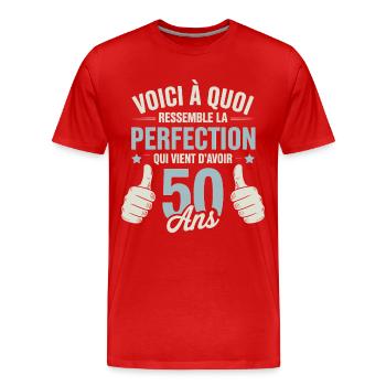 This is what 50-year-old perfection looks like - Men's Premium Organic T-Shirt - red - Front - Damien (186cm)