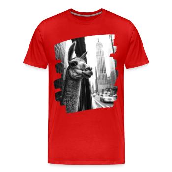 NYC Lama - Men's Premium Organic T-Shirt - red - Front - Damien (186cm)