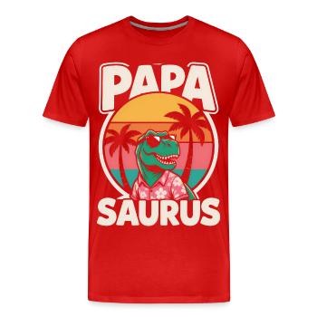Papa Saurus Rex Dinosaur Father's Day Gift - Men's Premium Organic T-Shirt - red - Front - Damien (186cm)