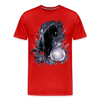 Chat Magique Diseuse de Bonne Aventure Magique - T-shirt bio Premium Homme - rouge - Devant - Damien (186cm)