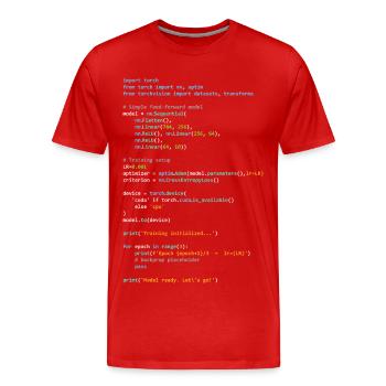 Programmeur Humour - Développeur Logique et Technologie - T-shirt bio Premium Homme - rouge - Devant - Damien (186cm)