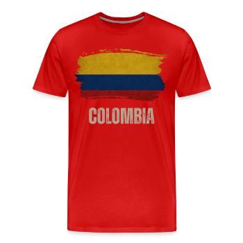 Vintage Colombie, drapeau de la Colombie - T-shirt bio Premium Homme - rouge - Devant - Damien (186cm)
