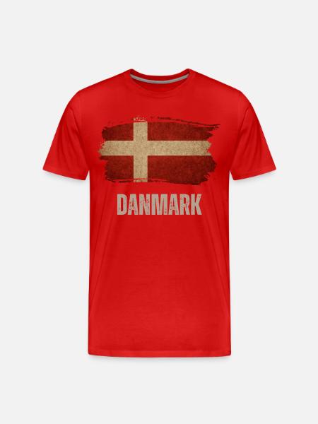 Danmarks Grungeflag, dansk stolthed - Herre Premium T-shirt økologisk - rød