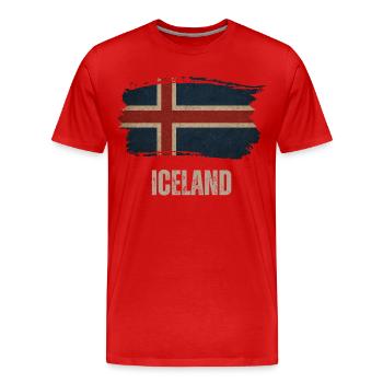 Island Flagge, Vintage Island - Männer Premium Bio T-Shirt - Rot - Vorne - Damien (186cm)