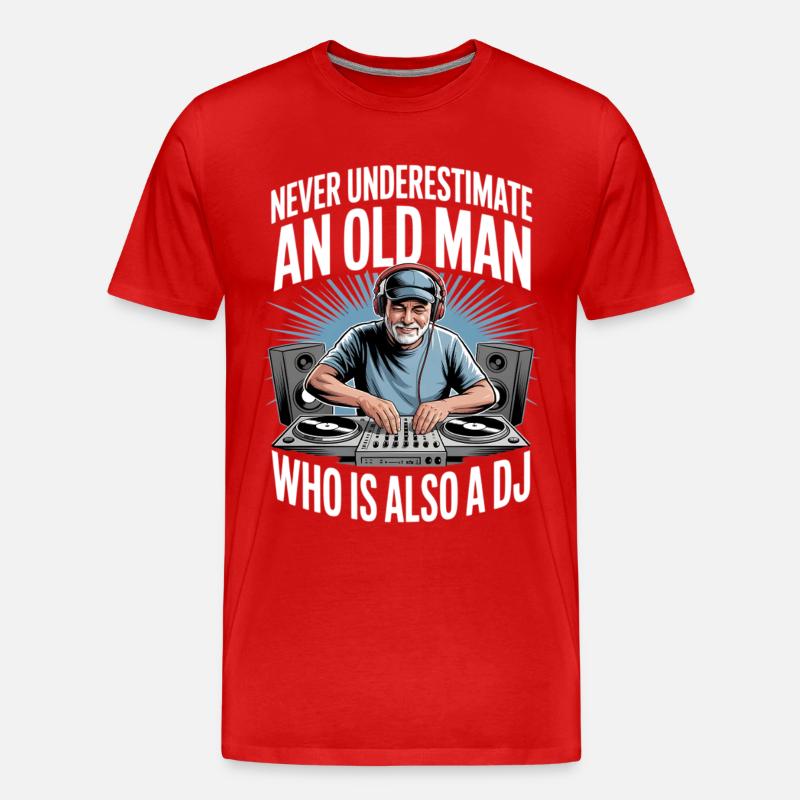 Never Underestimate Old Man DJ - Männer Premium Bio T-Shirt - Rot