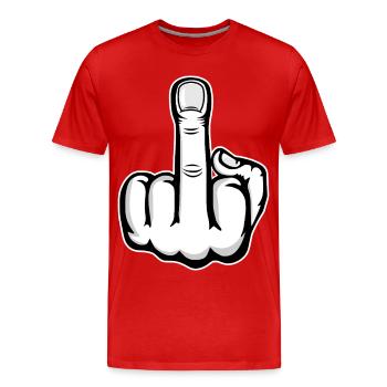 Doigt du milieu doigt puant design blanc - T-shirt bio Premium Homme - rouge - Devant - Damien (186cm)
