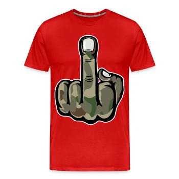 Middle Finger Stinky Finger Design Army - Men's Premium Organic T-Shirt - red - Front - Damien (186cm)