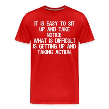 Il est facile de s’asseoir et de remarquer ce qui est - T-shirt bio Premium Homme - rouge - Devant - Damien (186cm)