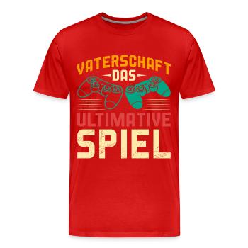 PATERNITÉ LE JEU ULTIME Plaisir - T-shirt bio Premium Homme - rouge - Devant - Damien (186cm)