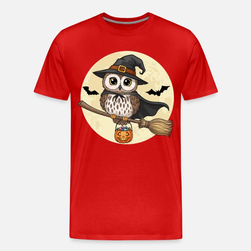 Süße Eule Hexe Halloween - Männer Premium Bio T-Shirt - Rot