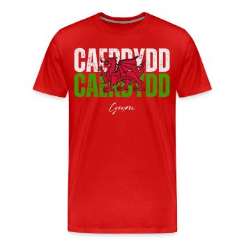 Cardiff, Wales, walisischer Stolz - Männer Premium Bio T-Shirt - Rot - Vorne - Damien (186cm)