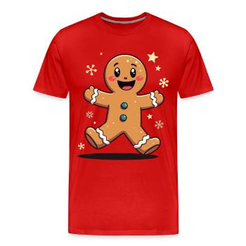 Gingerbread Man - Men's Premium Organic T-Shirt - red - Front - Damien (186cm)