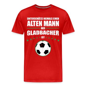 Vieil homme - Ventilateur de Mönchengladbach | Édition Vintage - T-shirt bio Premium Homme - rouge - Devant - Damien (186cm)