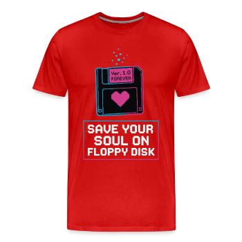 Speichere Deine Seele Auf Floppy Disk - Männer Premium Bio T-Shirt - Rot - Vorne - Damien (186cm)