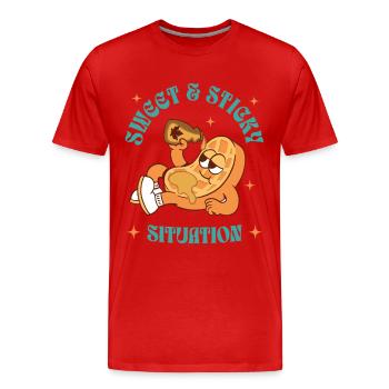 Waffle Iron Fan Waffle Baker Outfit - Men's Premium Organic T-Shirt - red - Front - Damien (186cm)