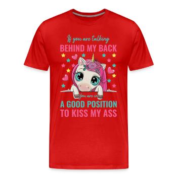 Unicorn - Men's Premium Organic T-Shirt - red - Front - Damien (186cm)