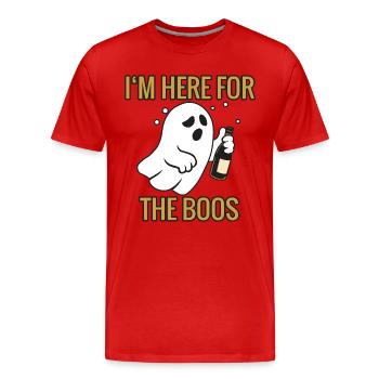 Ici pour les huées - Halloween 2025 - T-shirt bio Premium Homme - rouge - Devant - Damien (186cm)