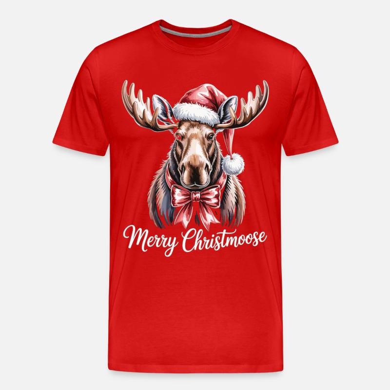 Weihnachtlicher Elch – Merry Christmoose - Männer Premium Bio T-Shirt - Rot