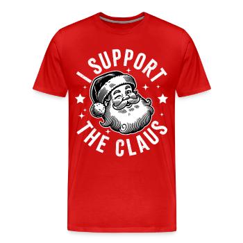 Ich unterstütze den Claus - Männer Premium Bio T-Shirt - Rot - Vorne - Damien (186cm)