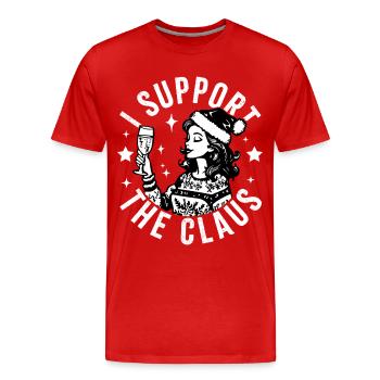 Ich unterstütze den Claus - Männer Premium Bio T-Shirt - Rot - Vorne - Damien (186cm)
