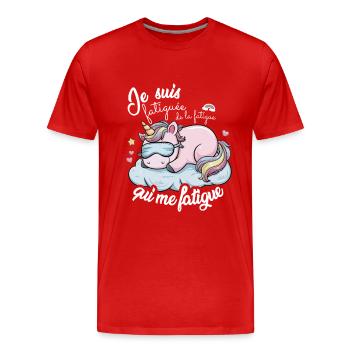 Humoristique Burn-out Travail Fatiguée Humour - T-shirt bio Premium Homme - rouge - Devant - Damien (186cm)