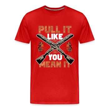 Tir au pigeon d’argile Tir sur cible - T-shirt bio Premium Homme - rouge - Devant - Damien (186cm)