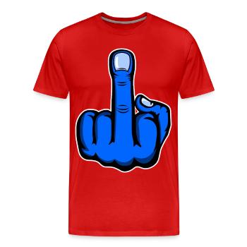 Doigt du milieu doigt puant Design Bleu - T-shirt bio Premium Homme - rouge - Devant - Damien (186cm)