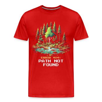 Fehler 404: Pfad nicht gefunden | Wandern - Männer Premium Bio T-Shirt - Rot - Vorne - Damien (186cm)