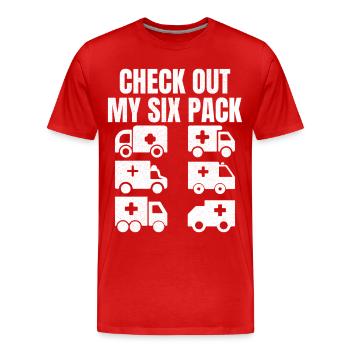 Check out my six Pack - Men's Premium Organic T-Shirt - red - Front - Damien (186cm)