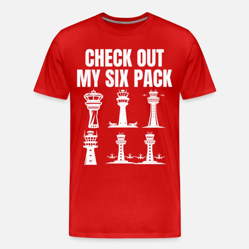 Check out my six pack - Männer Premium Bio T-Shirt - Rot