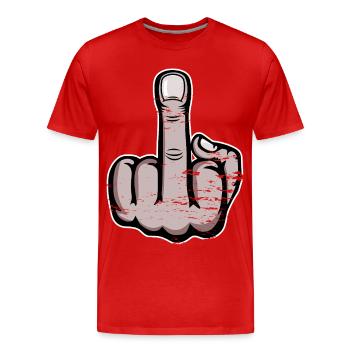 Dessin animé du majeur - T-shirt bio Premium Homme - rouge - Devant - Damien (186cm)