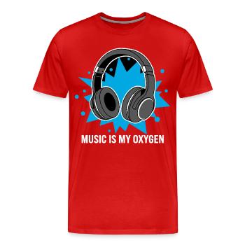Musik ist mein Sauerstoff – Kopfhörer-Vibes - Männer Premium Bio T-Shirt - Rot - Vorne - Damien (186cm)
