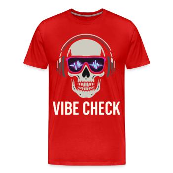 Crâne Neon Vibe Check – Skull Edition - Männer Premium Bio T-Shirt - Rot - Vorne - Damien (186cm)