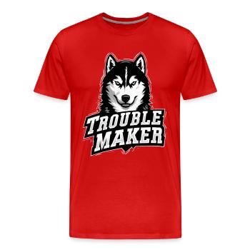 Husky – FAUTEUR DE TROUBLES | Conception de chien drôle - T-shirt bio Premium Homme - rouge - Devant - Damien (186cm)