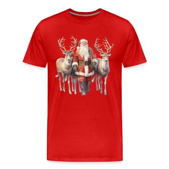 Der Weihnachtsmann und die eleganten Zügel - Männer Premium Bio T-Shirt - Rot - Vorne - Damien (186cm)