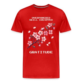 OP-Skill ausgerüstet: Dankbarkeit | Mindset, Zen - Männer Premium Bio T-Shirt - Rot - Vorne - Damien (186cm)