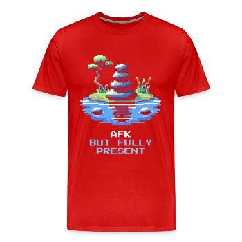 AFK, but fully present | Mindfulness, Meditation - Men's Premium Organic T-Shirt - red - Front - Damien (186cm)