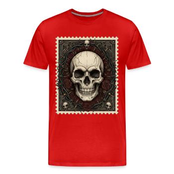 Skull Crown of Roses Gothic Art - Men's Premium Organic T-Shirt - red - Front - Damien (186cm)