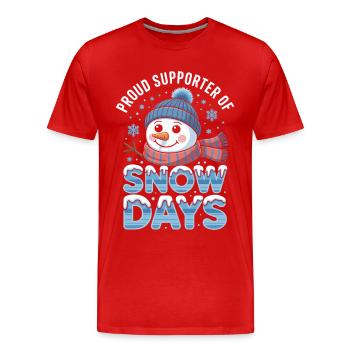 Proud Supporter Of Snow Days Snow Day Winter - Männer Premium Bio T-Shirt - Rot - Vorne - Damien (186cm)