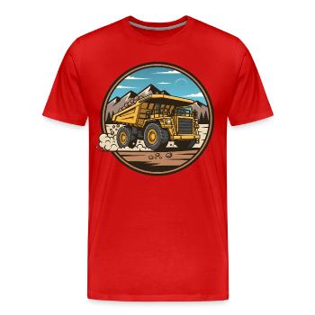 Camion à benne basculante Camion minier - T-shirt bio Premium Homme - rouge - Devant - Damien (186cm)