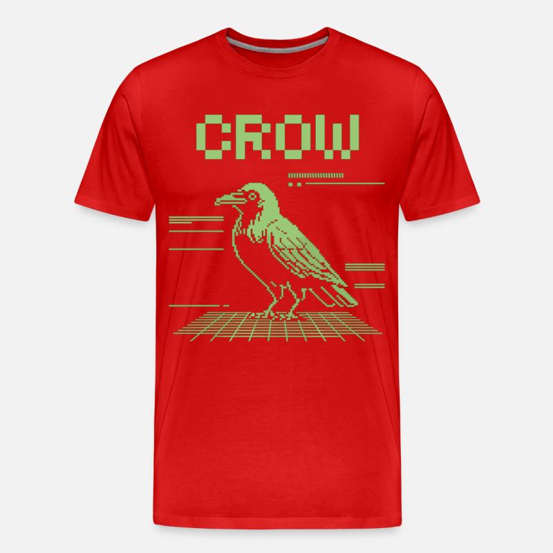 Pixel Krähe Retro T-Shirt im 8-Bit Stil - Männer Premium Bio T-Shirt - Rot