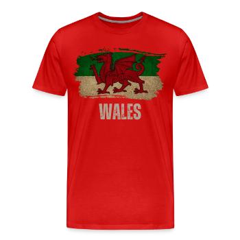 Flagge von Wales, walisischer Stolz - Männer Premium Bio T-Shirt - Rot - Vorne - Damien (186cm)