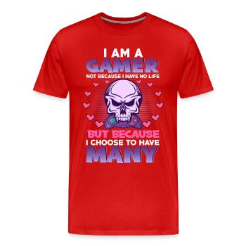 Gaming - Männer Premium Bio T-Shirt - Rot - Vorne - Damien (186cm)