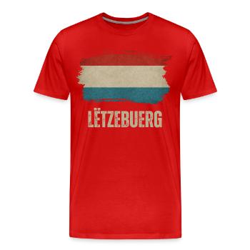 Drapeau du Luxembourg, j’adore le Luxembourg - T-shirt bio Premium Homme - rouge - Devant - Damien (186cm)