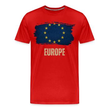 Drapeau grunge de l’Europe, j’aime l’Europe - T-shirt bio Premium Homme - rouge - Devant - Damien (186cm)